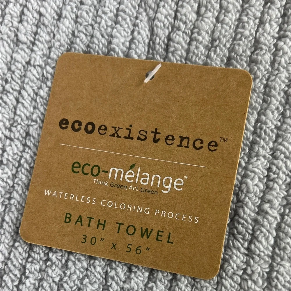 Ecoexistence Bath Towel Set Light Gray Textured Soft Cotton Set of 2 NEW